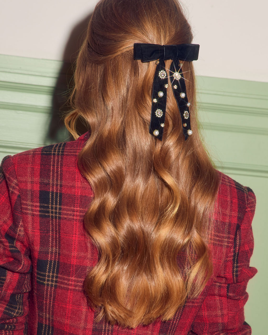 Valerie Velvet Embellished Hair Bow Clip