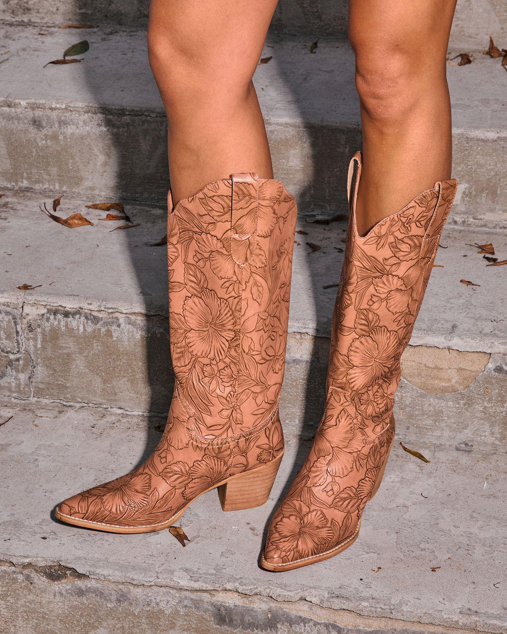 Katinna Embossed Floral Western Boots