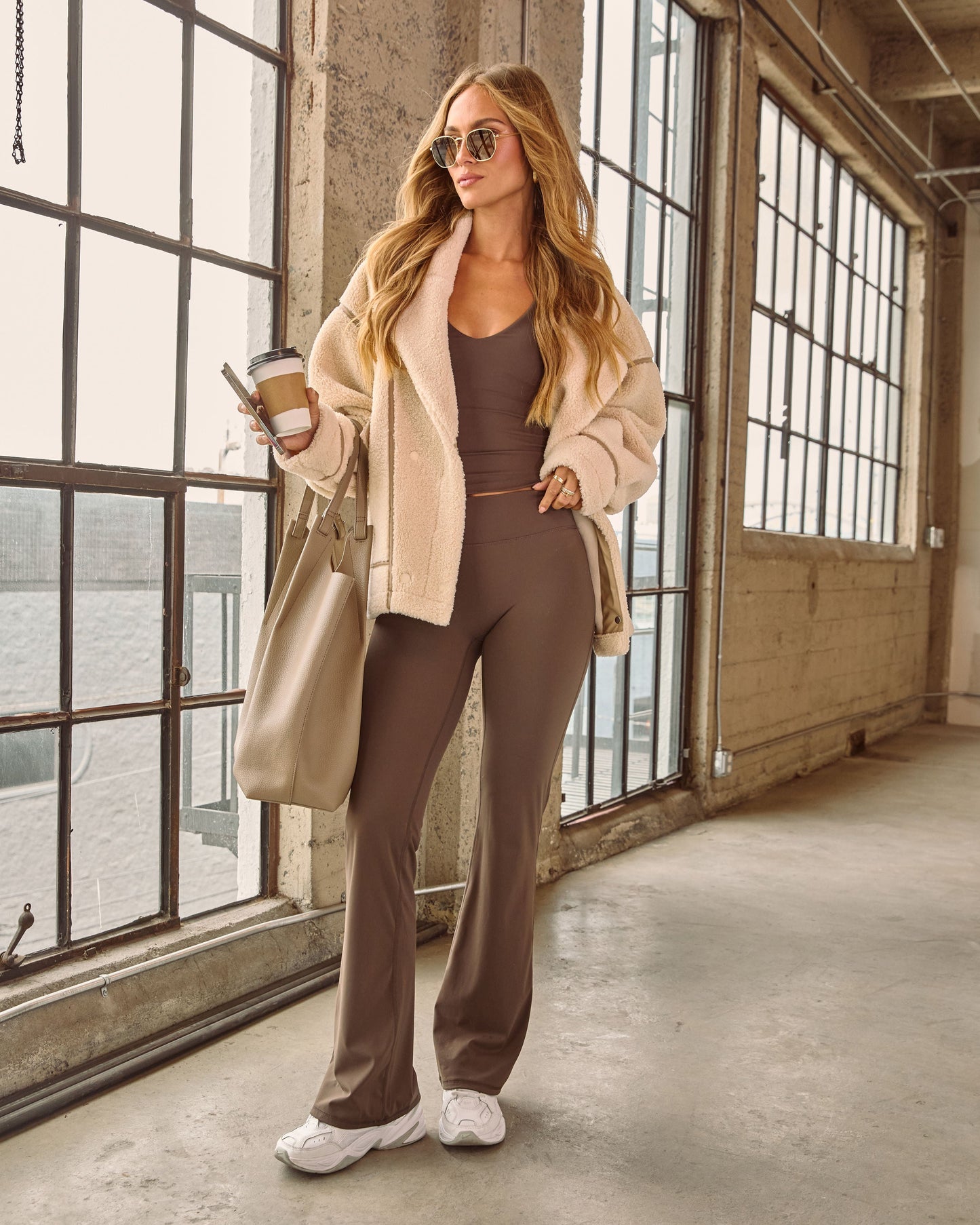 Iylah Contrast Trim Sherpa Coat