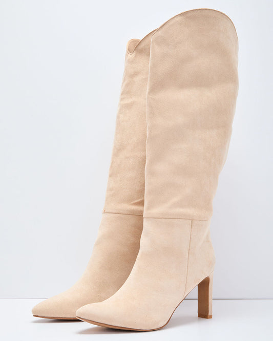 Honeyed Haze Suede Knee High Boots