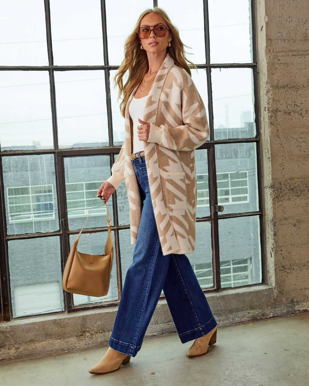 Caelis Knit Houndstooth Cardigan