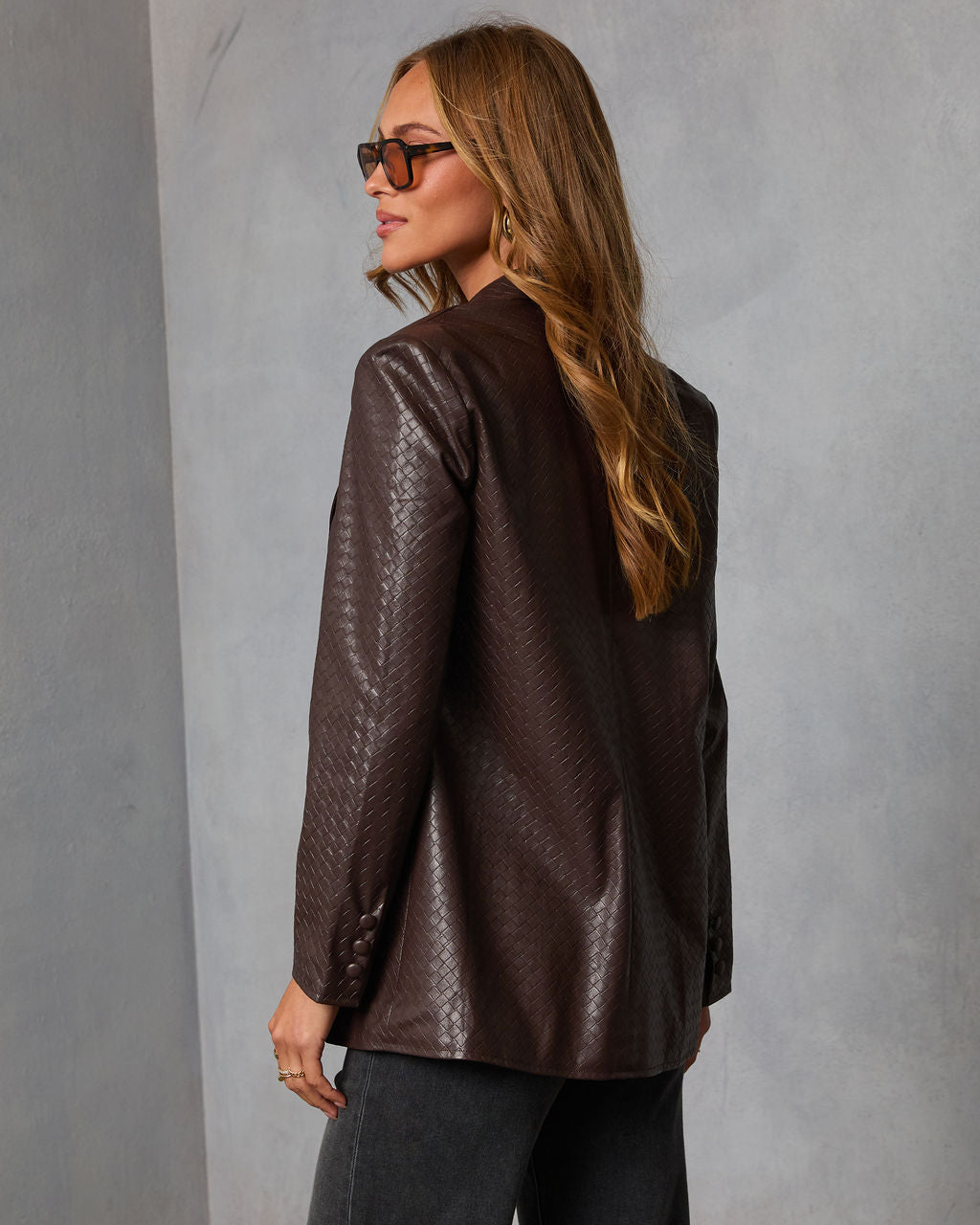 Midnight Chai Textured Leather Blazer