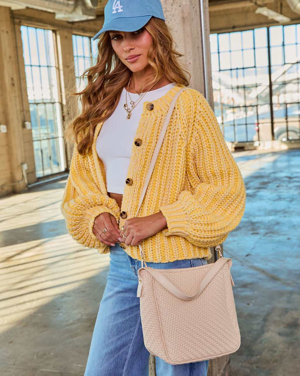 Cataline Textured Woven Vegan Leather Tote Bag