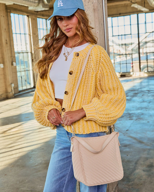 Cataline Textured Woven Vegan Leather Tote Bag