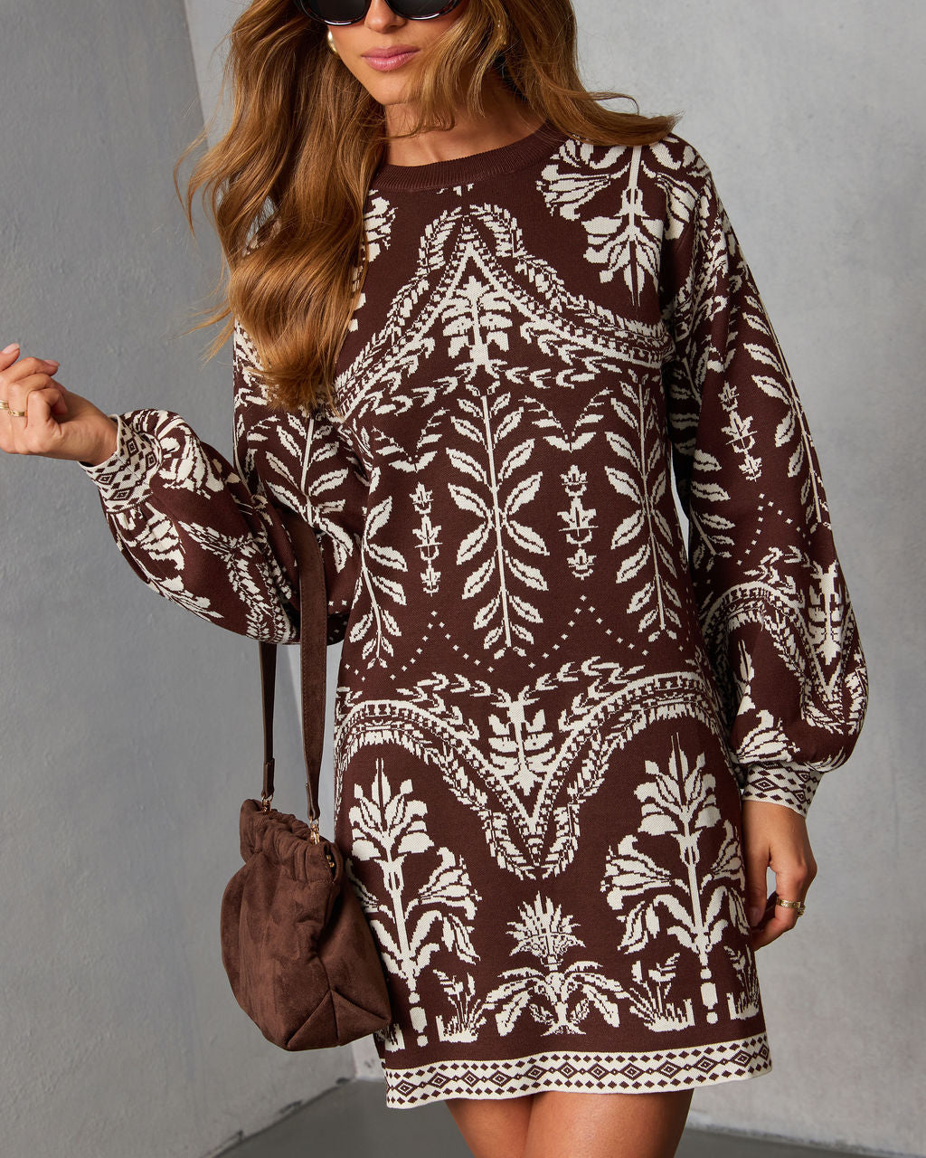 Deysi Printed Sweater Mini Dress