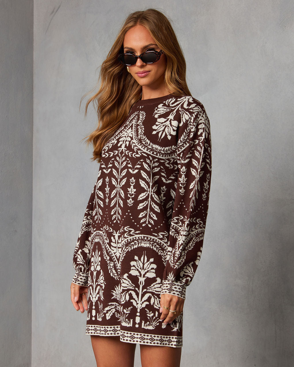 Deysi Printed Sweater Mini Dress