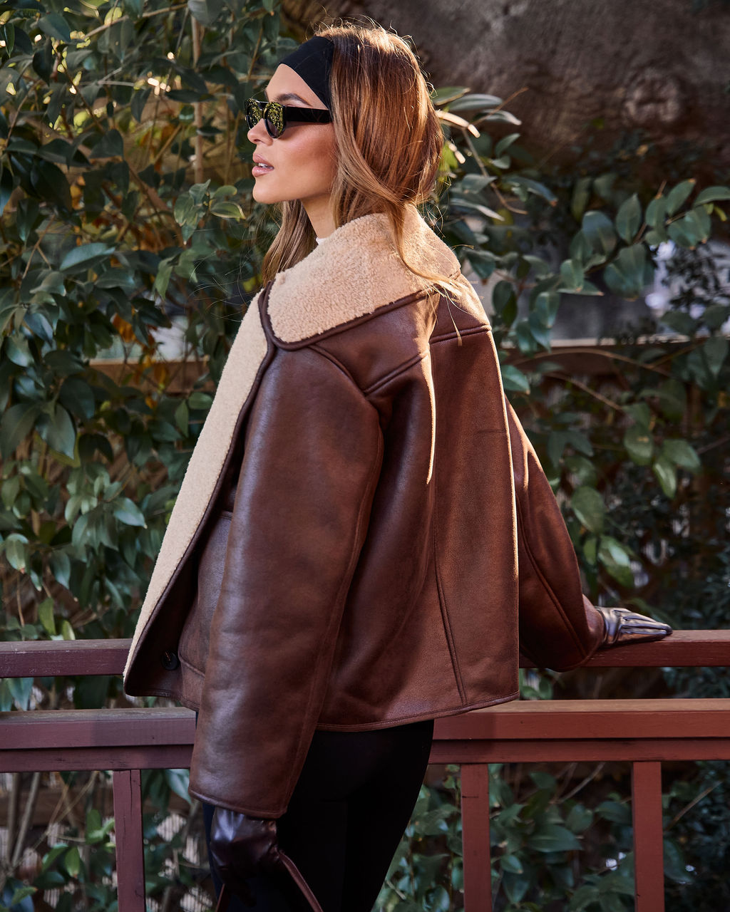 Kelsei Vegan Leather Sherpa Lined Coat