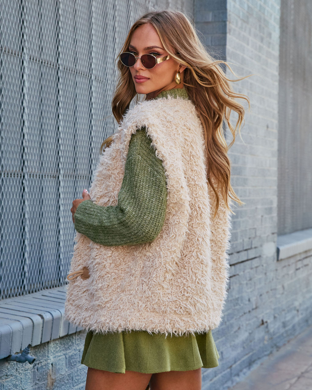 Golden Haze Shaggy Fur Vest