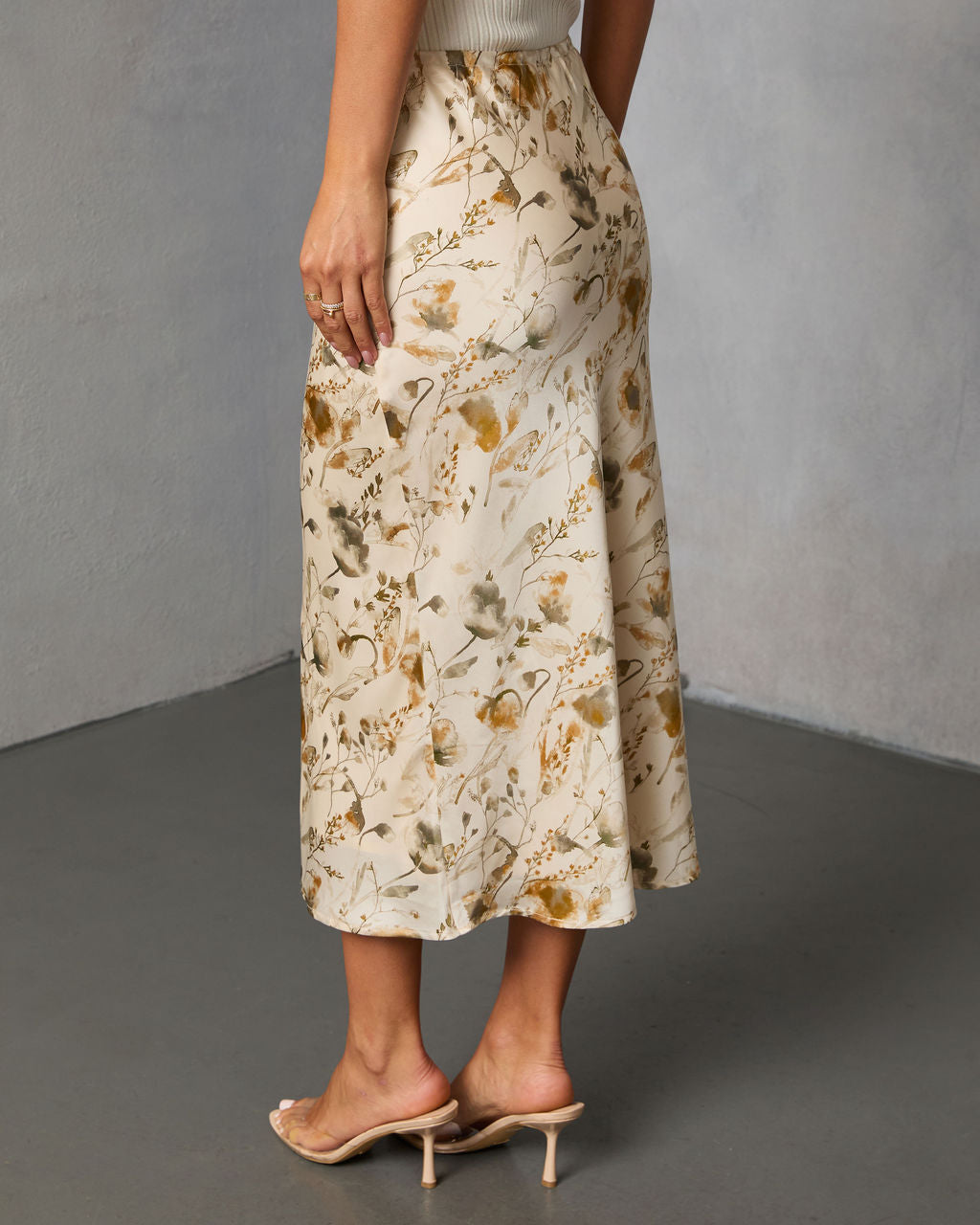 Crushed Maple Printed Midi Skirt