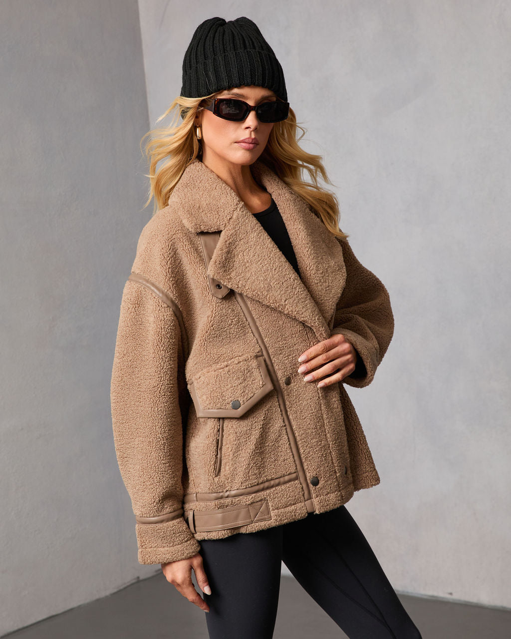 Evans Oversized Sherpa Bomber Jacket