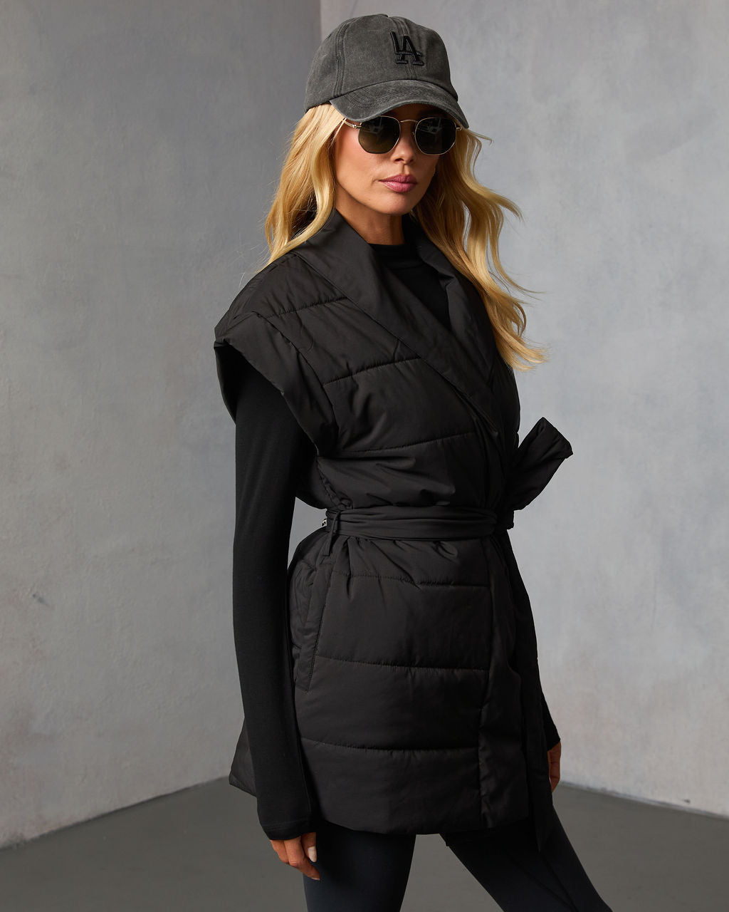 Toasted Oat Puffer Waist Tie Vest