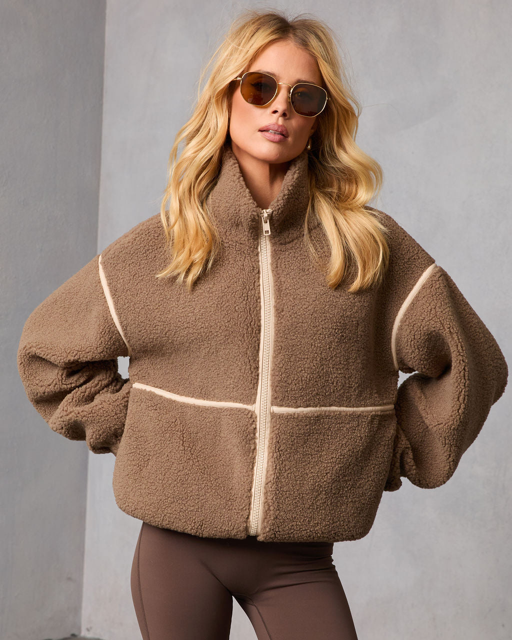 Chill Whispers Contrast Trim Shearling Jacket