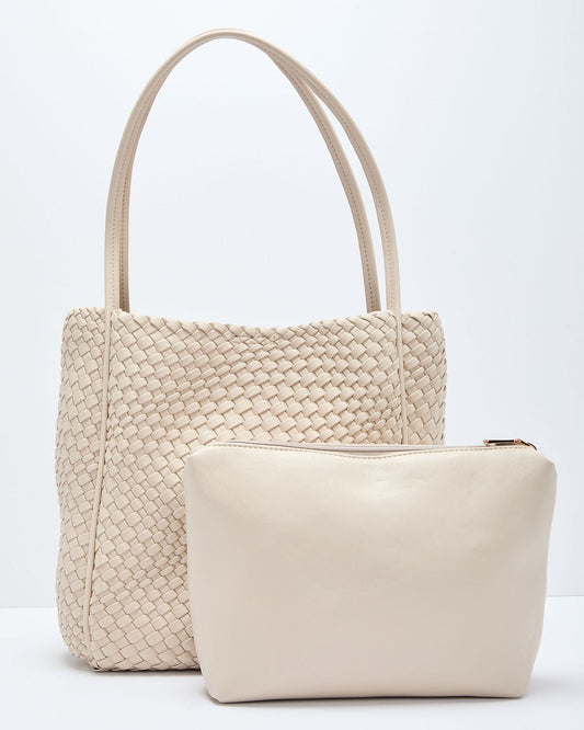 Cenlie Textured Woven Leather Tote Bag