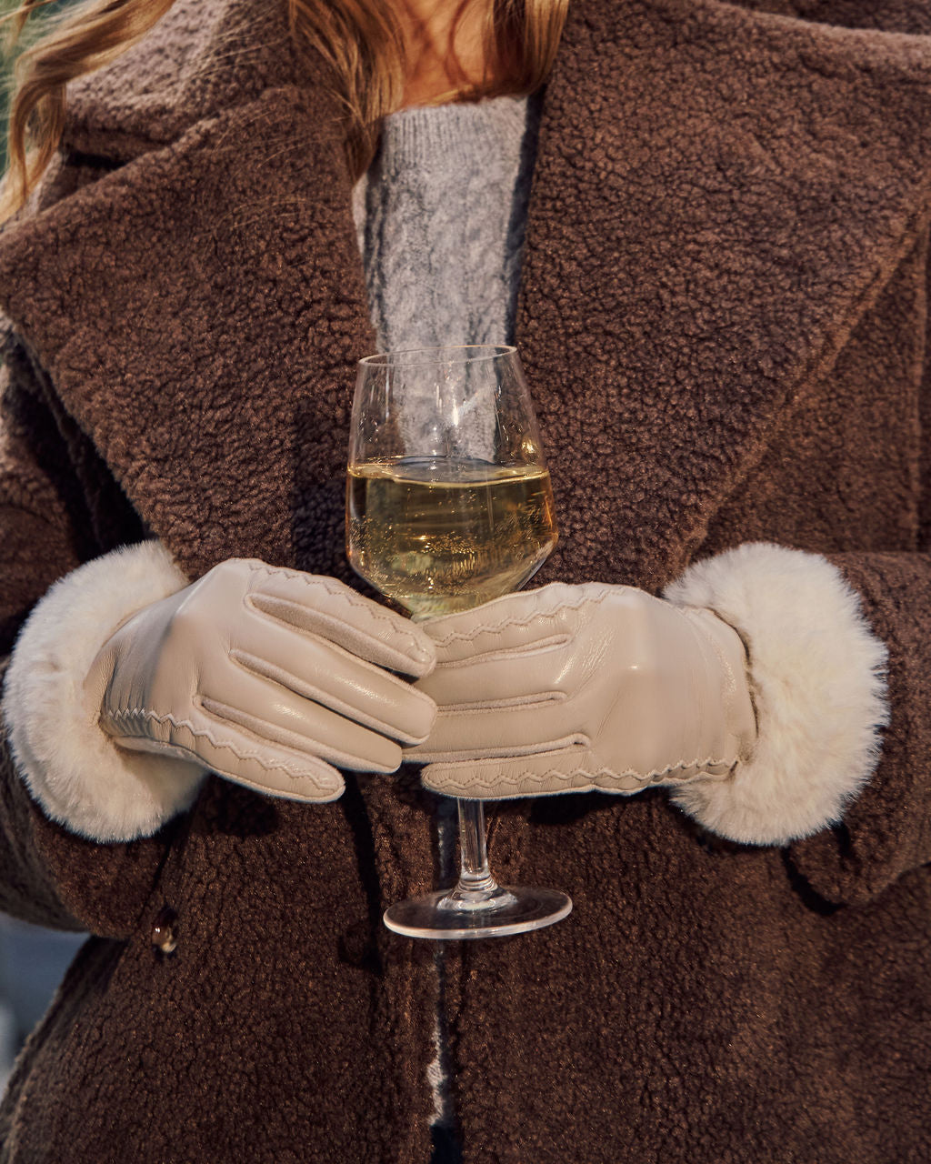 Vionae Vegan Leather Faux Fur Trim Gloves