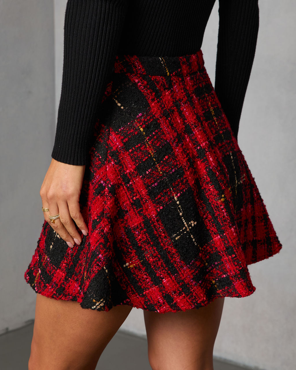 Fireside Manor Tweed Plaid Mini Skirt