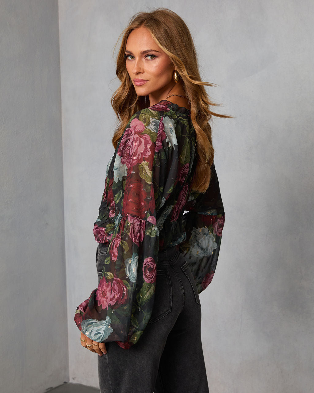 Hildah Printed Smocked Chiffon Top