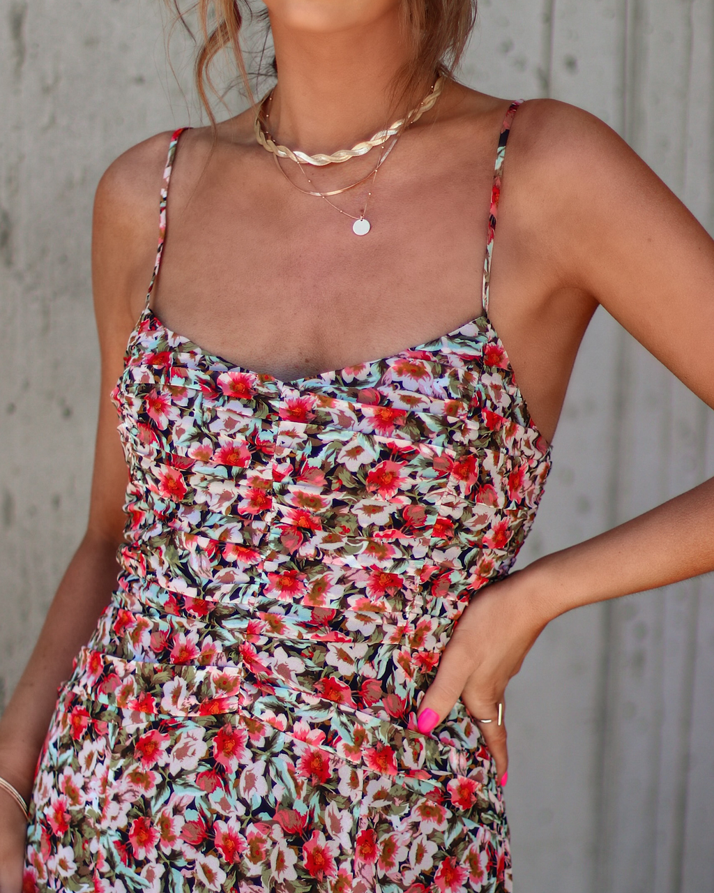 Kienna Floral Ruffle Chiffon Midi Dress