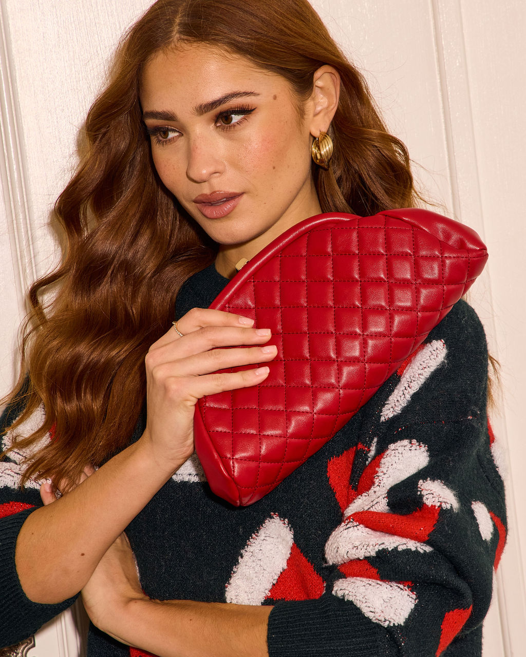 Zellie Quilted Vegan Leather Clutch