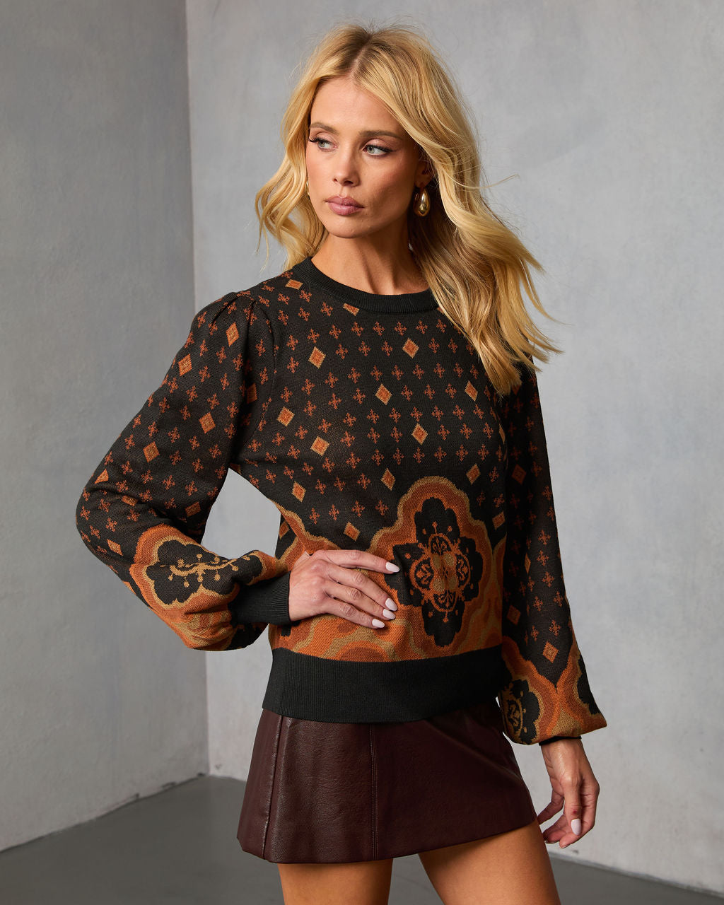 Charise Printed Abstract Sweater
