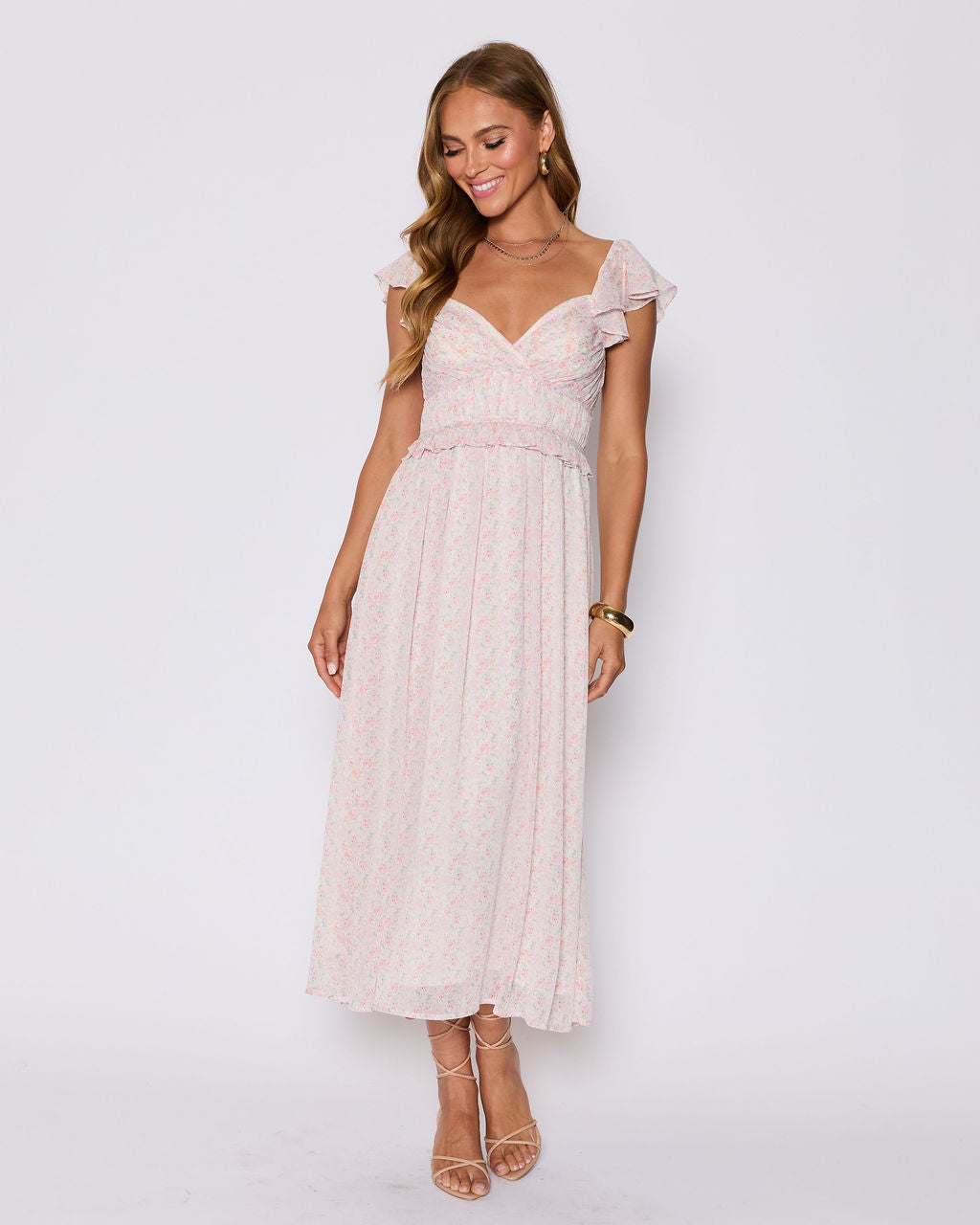 Enchanted Smocked Ruffle Floral Maxi Dress