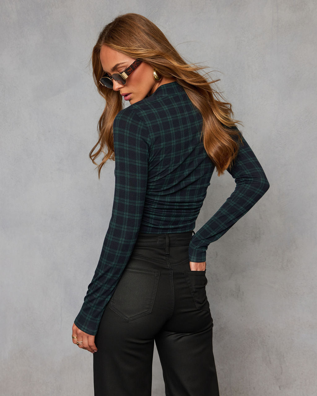 Highland Grove Plaid Mock Neck Top