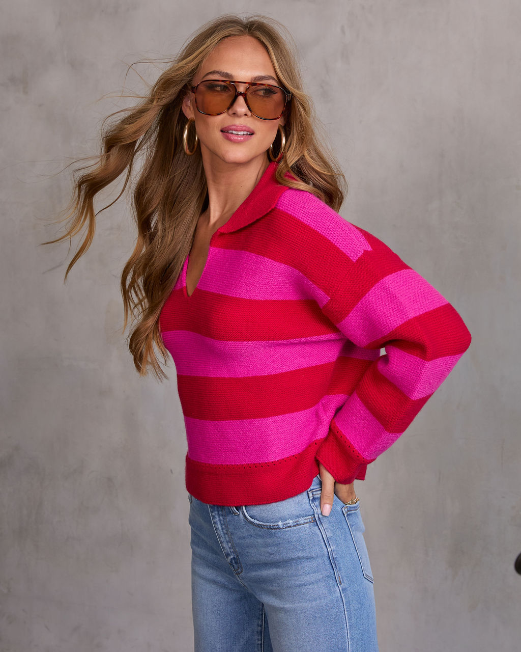 Violette Striped Collared Sweater