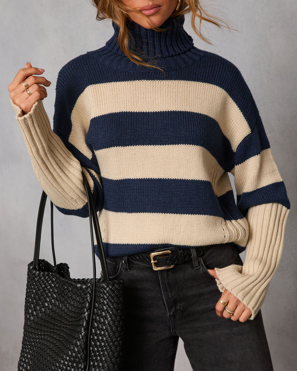 Evanora Striped Turtleneck Sweater