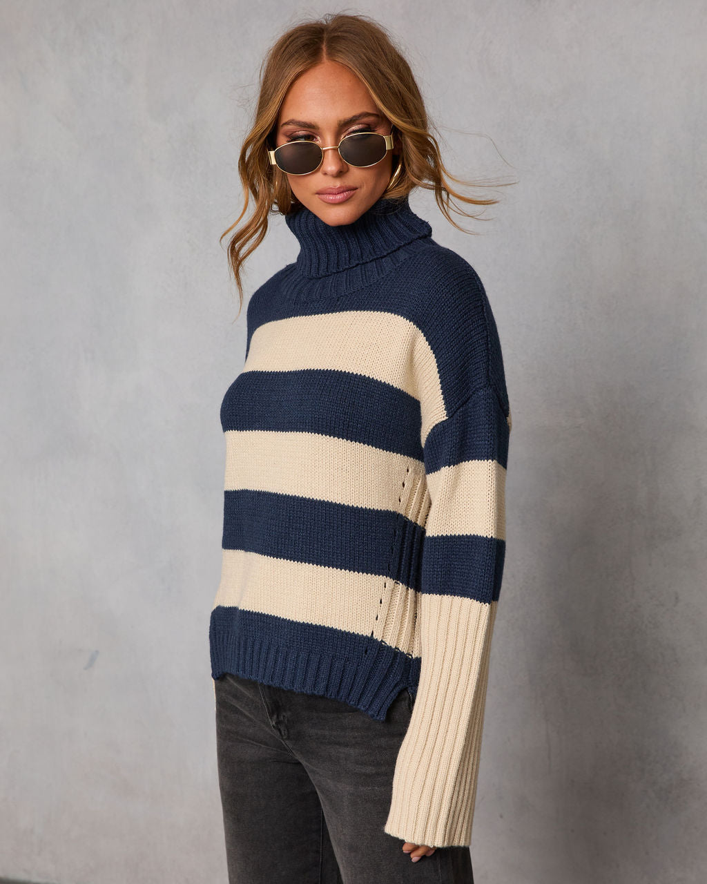 Evanora Striped Turtleneck Sweater