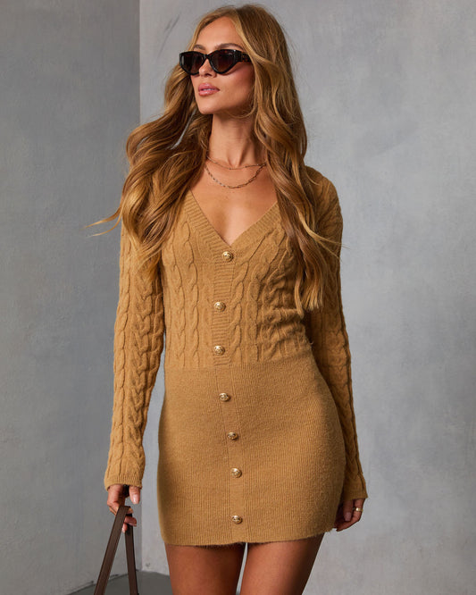 Honeyroot Cable Knit Mini Sweater Dress