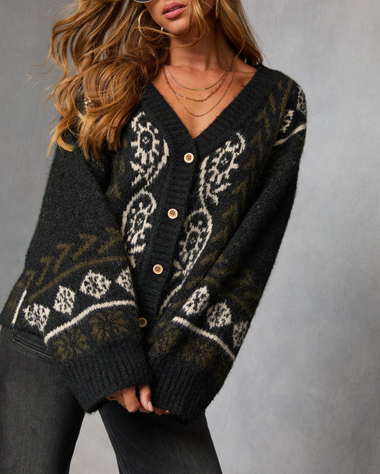 Oat Loop  Abstract Print Cardigan