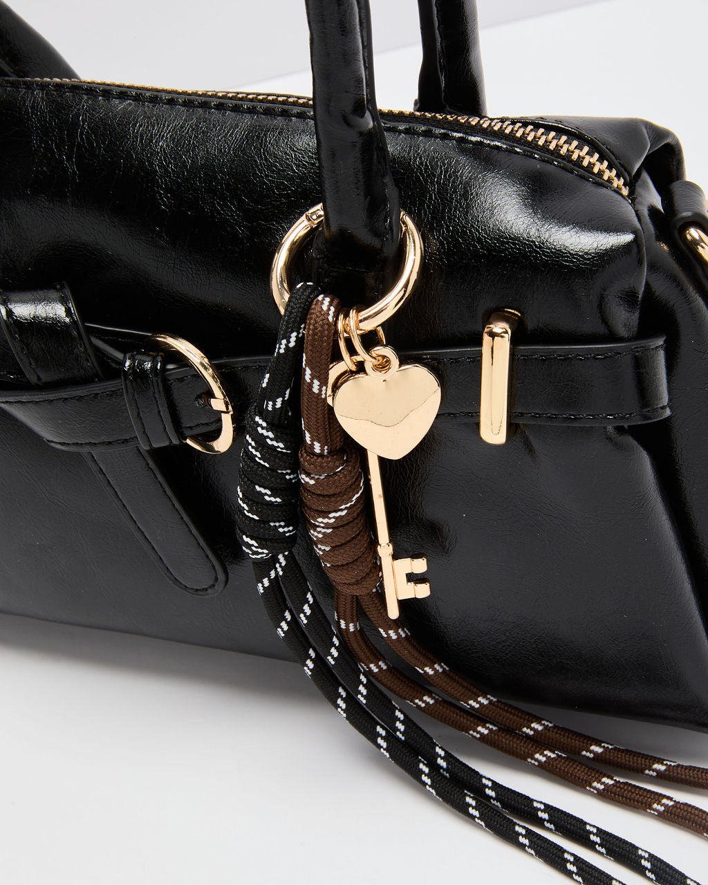 Freyah Vegan Leather Charm Top Handle Bag