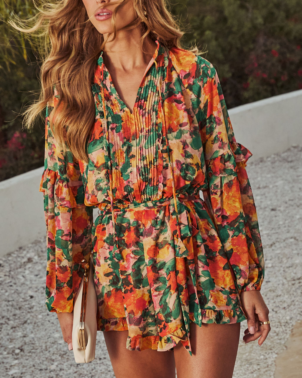 Tropic Tease Printed Waist Tie Romper
