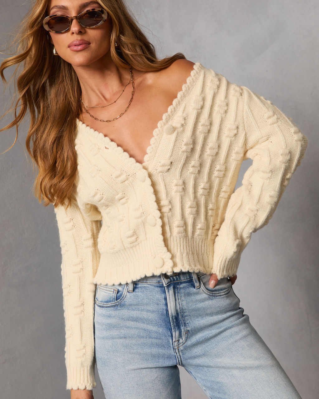 Icy Moon Textured Knit Cardigan