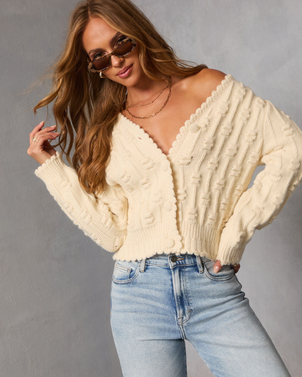 Icy Moon Textured Knit Cardigan