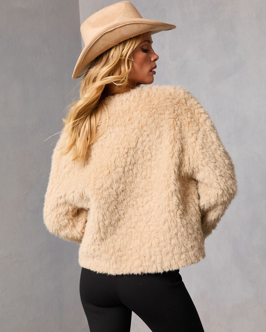 Aleda Faux Fur Asymmetric Front Bow Jacket