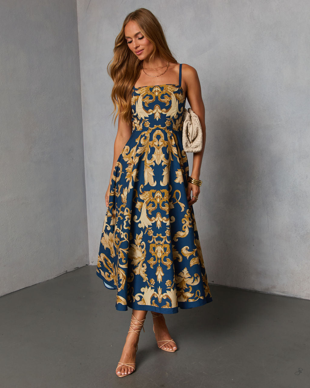 Thistle Loom Printed Fit and Flare Maxi Dress