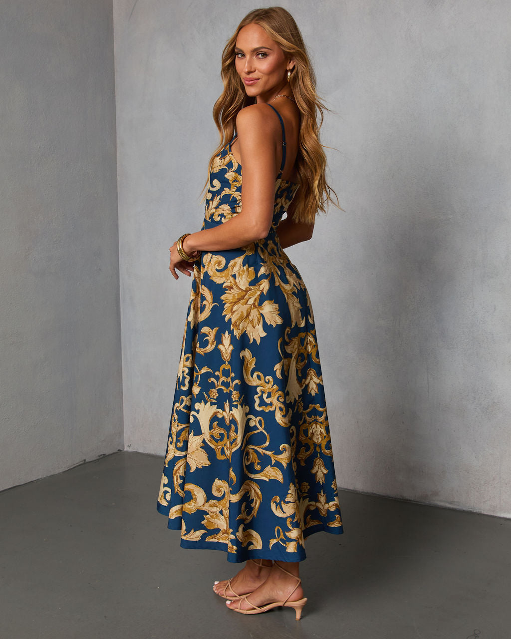 Thistle Loom Printed Fit and Flare Maxi Dress