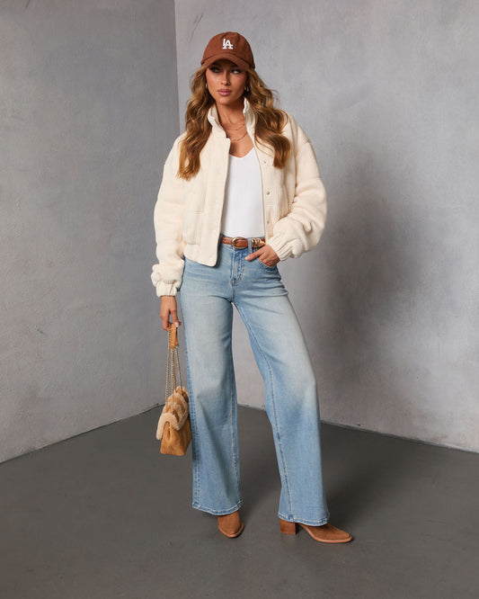 Polar Whisper Cropped Ribbed Puffer Jacket