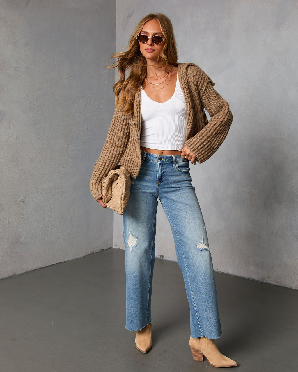 Daylight Dim Contrast Lace Open Front Sweater