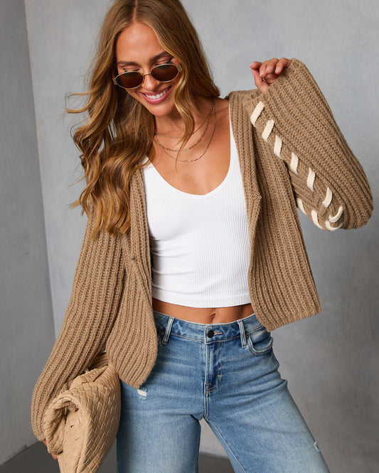 Daylight Dim Contrast Lace Open Front Sweater