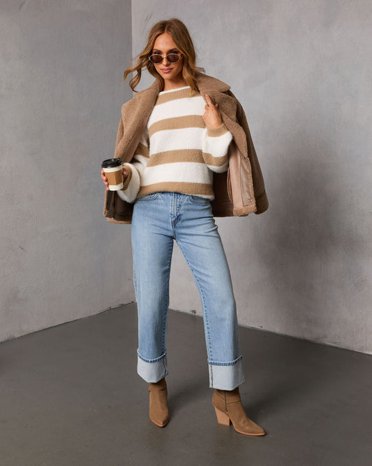 Claudeen Fuzzy Knit Striped Sweater