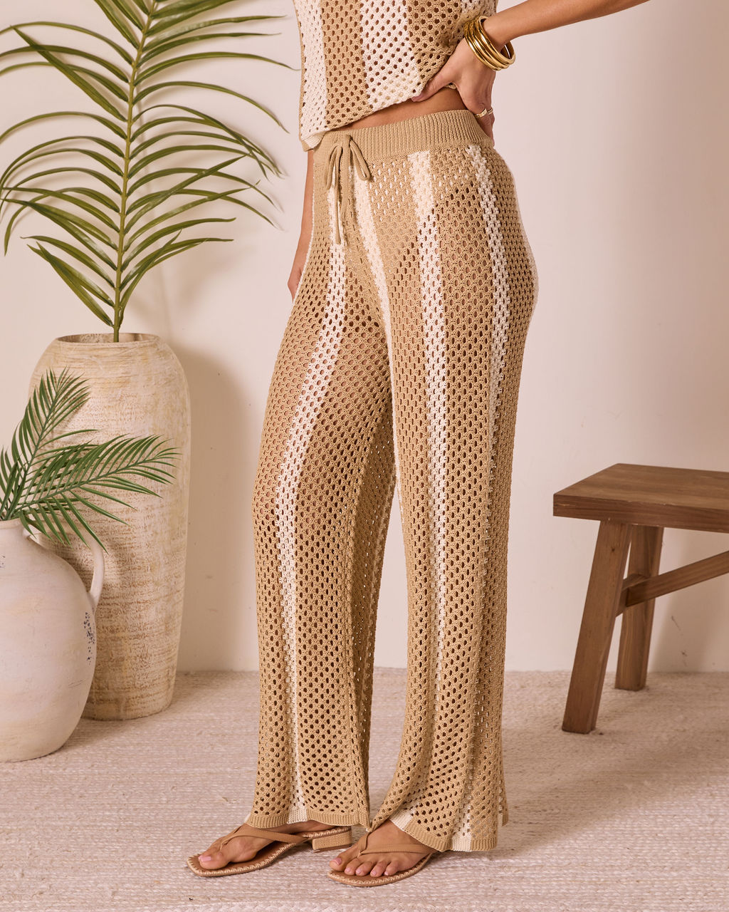 Poolside Daydream Striped Crochet Cover Up Pants