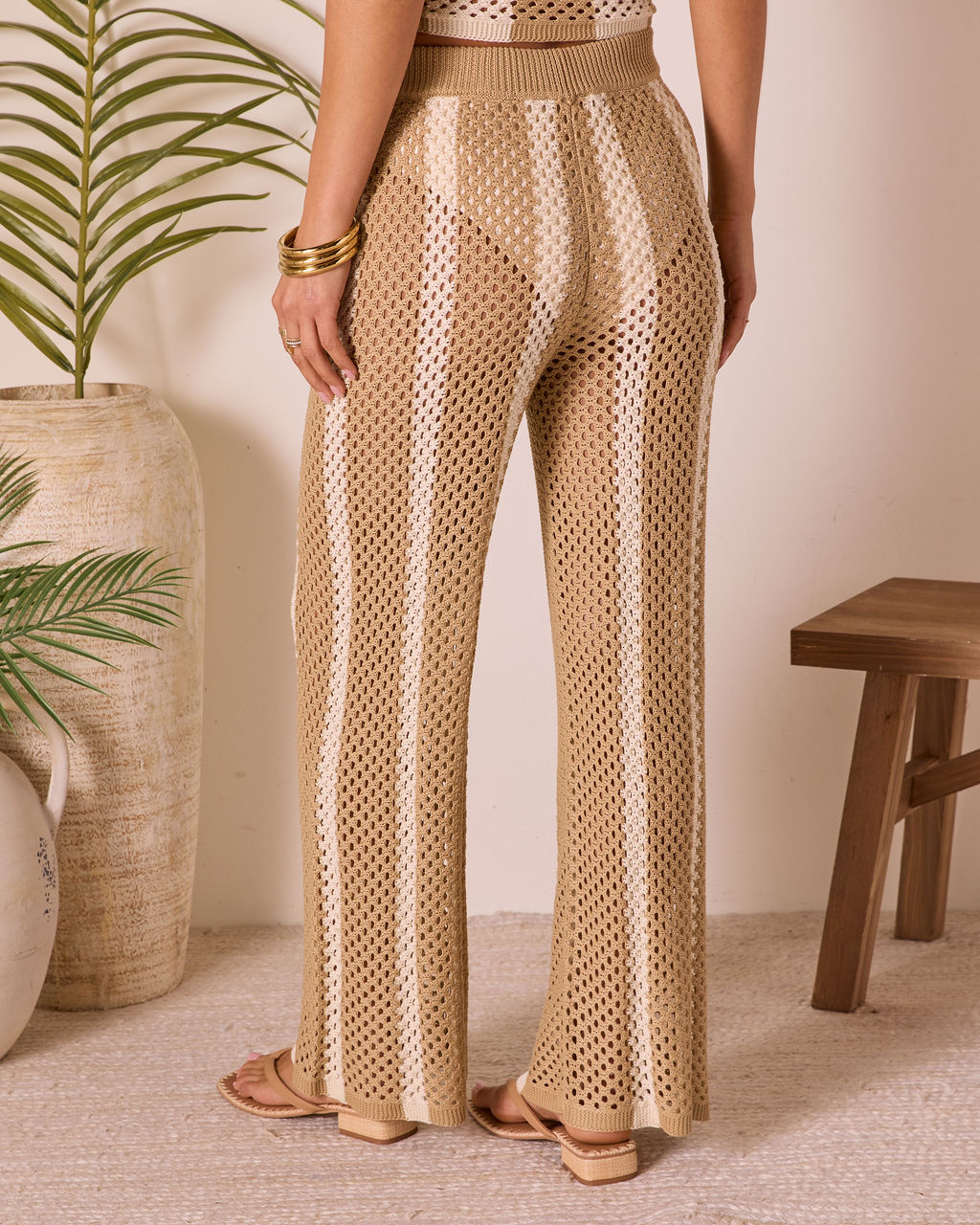 Poolside Daydream Striped Crochet Cover Up Pants