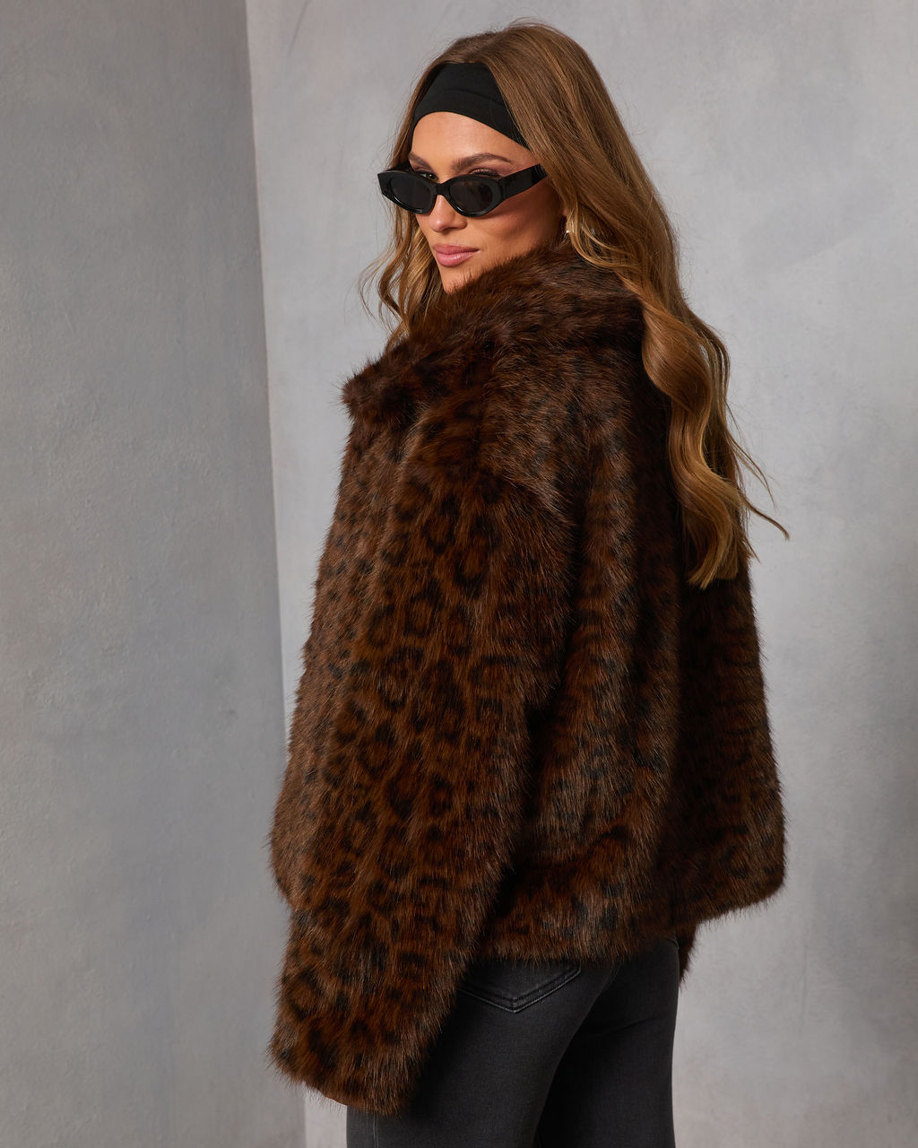 Franz Leopard Print Faux Fur Coat