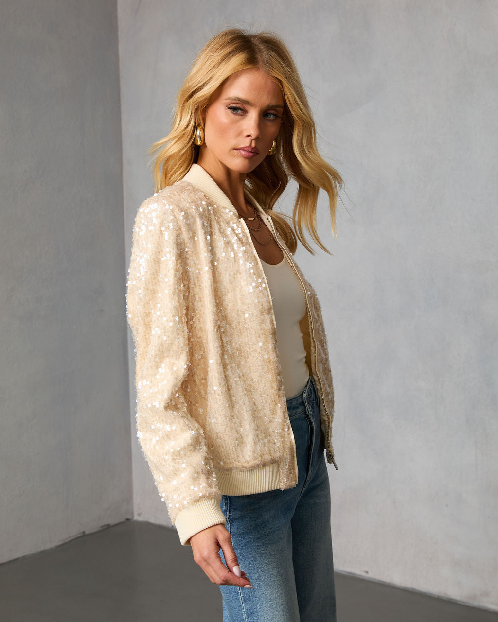 Festive Mode Sequin Bomber Jacket