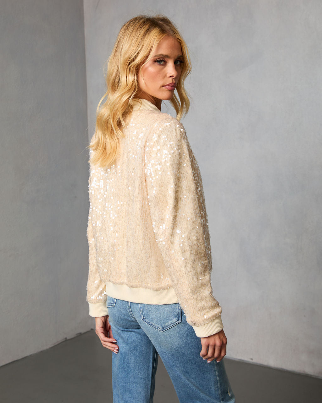 Festive Mode Sequin Bomber Jacket