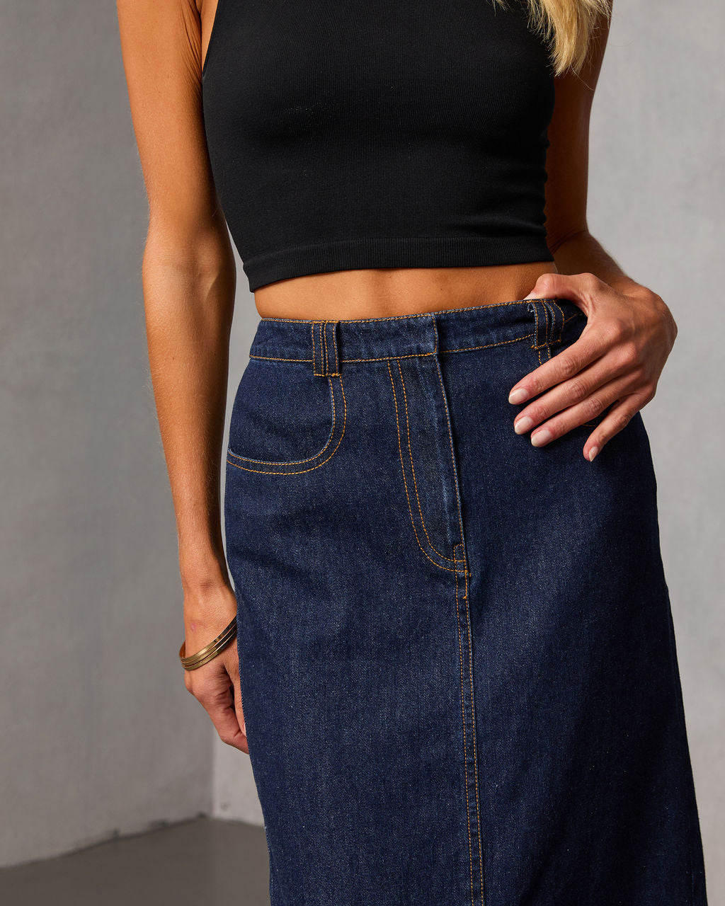 Mulled Dreams Denim Maxi Skirt