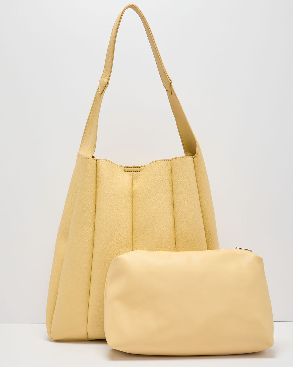 Savangie Pleated Leather Tote Bag