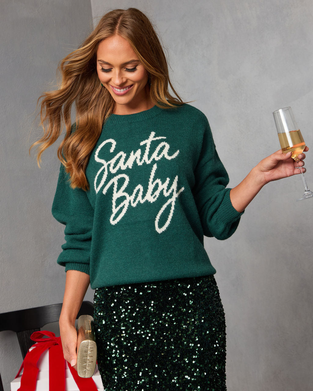 Santa Baby Script Graphic Sweater