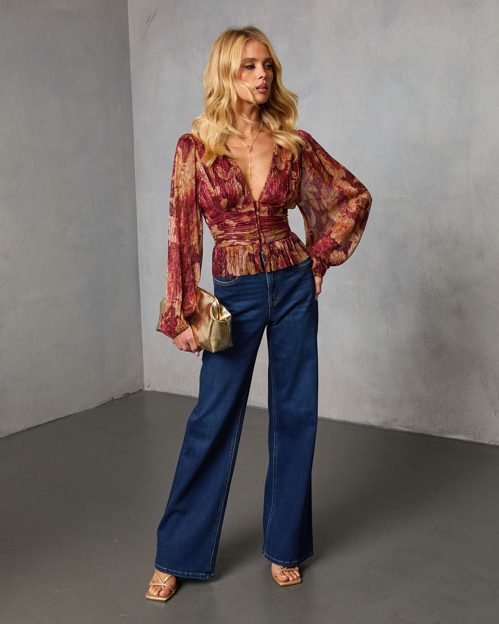 Afterglow Guest Printed Plisse Top